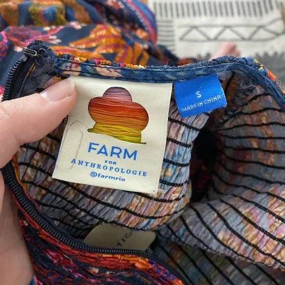 Farm Rio Short-Sleeve Crew-Neck Tiered A-Line Maxi Dress floral leaf pattern S - Picture 15 of 16